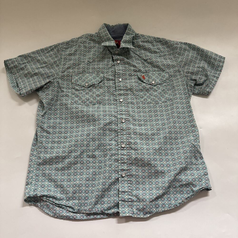 Rodeo Clothing Co Men Short Sleeve Shirt Pearl Snap Floral All‎ Over Print Large